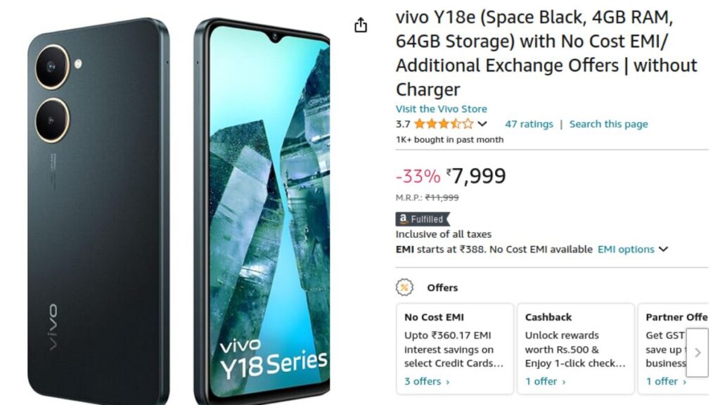 vivo y18e Price in India